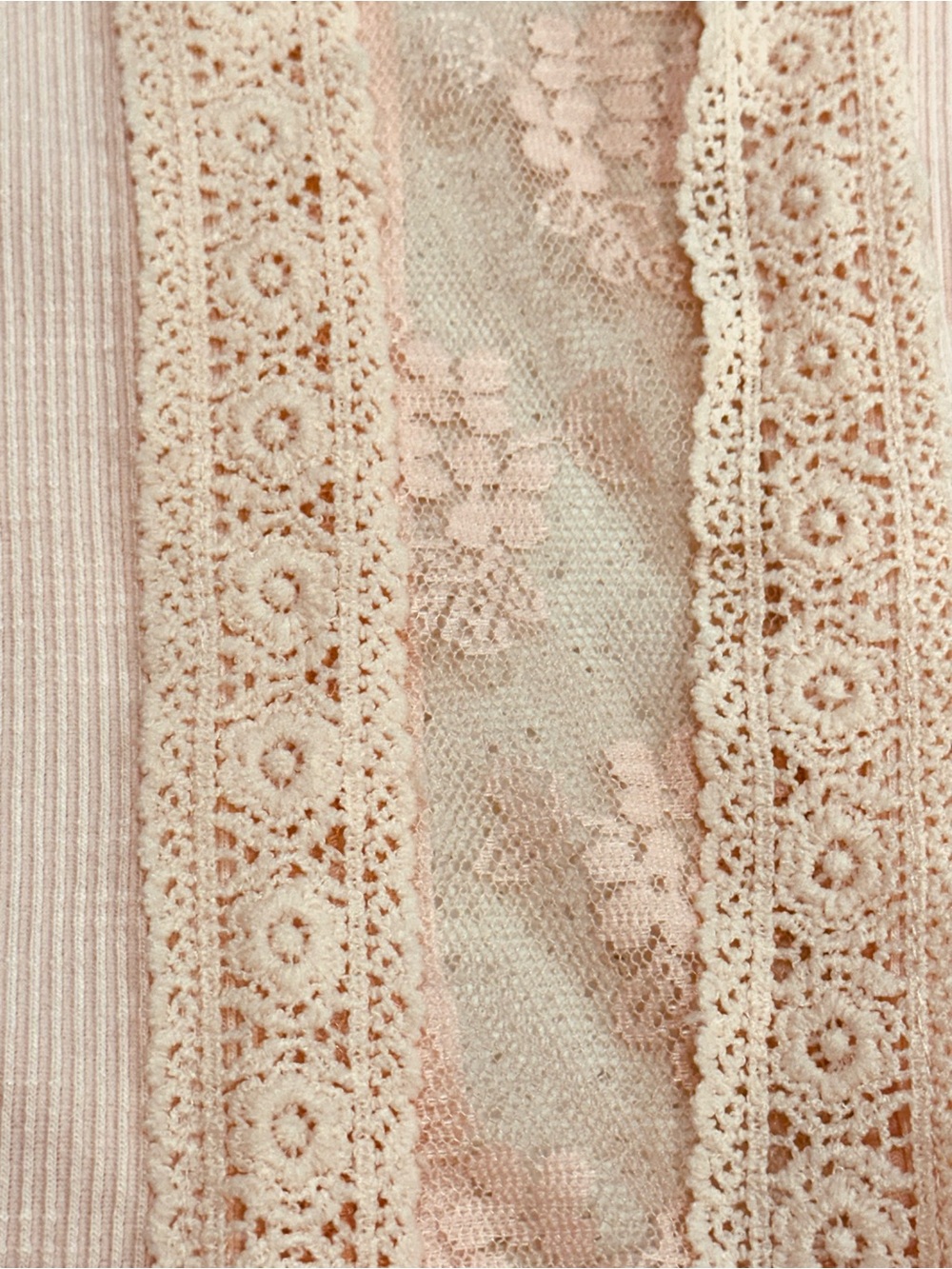 NWOT POL Long Sleeve Pink Lace-Trim Open Cardigan Kimono - Picture 4 of 7